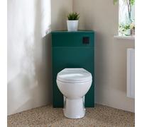 Mueble de WC de Esquina de Color Verde Oscuro - Completo con Inodoro Adosado Select y Descarga Negra - Cluo
