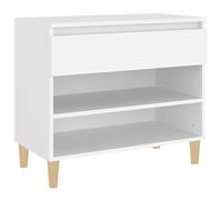 Mueble de zapatos blanco de 70 x 36 x 60 cm hecho de plástico a base de | Plástico de madera, 2 estantes, cajón para objetos pequeños, decoración a prueba de humedad, montaje con instrucciones