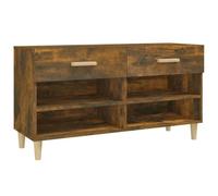 Mueble de zapatos de roble ahumado 102 x 35 x 55 cm con 2 cajones y 4 | Plástico de madera, tablero de decoración, diseño elegante, montaje con instrucciones, fijación a la pared
