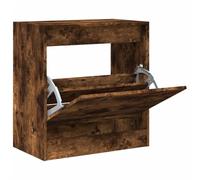 Mueble de zapatos de roble ahumado 60 x 34 x 63,5 cm | Compacto, cajón basculante, de plástico a base de madera, para pasillo