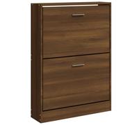 Mueble de zapatos marrón roble 59 x 17 x 81 cm | 2 cajones, plástico a base de madera, resistente a la humedad, para pasillo y vestidor