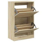 Mueble de zapatos Roble Sonoma 60 x 34 x 96,5 cm | Cajones de 2 niveles, plástico a base de madera, resistente a la humedad, para pasillo