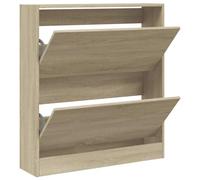 Mueble de zapatos Sonoma Roble 80 x 21 x 87,5 cm | 2 cajones con bisagras, tablero para decoración, plástico a base de madera, para pasillo