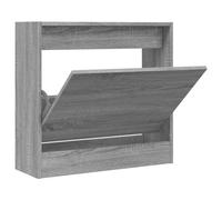 Mueble de zapatos Sonoma roble gris 60 x 21 x 57 cm con cajón | Cajón basculante para decoración, plástico de madera, resistente a la humedad, para pasillo, pasillo, pasillo