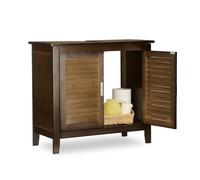 Relaxdays Mueble del Lavabo LAMELL, bambú, Mueble de baño, marrón Oscuro, Aprox. 60 x 67 x 30 cm