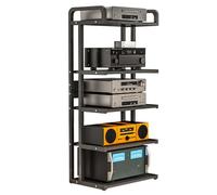 Mueble Equipo Hifi con Ruedas,Mesa Auxiliar,Mueble TV de 3/4/5 Niveles,Estante de Almacenamiento,Mueble Soporte Impresora Móvil de Madera y Metal Carro,Mesa Televisión,para Hogar Oficina(Nero,50X40X14