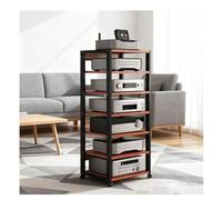 Mueble Equipo HiFi con Ruedas,Mueble TV De 7 Niveles,Estante De Almacenamiento,Mueble Soporte Impresora Móvil De Madera Y Metal Carro,Mesa Televisión,para Hogar Oficina(Red)