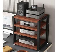 Mueble Equipo Hifi,Soporte Altavoz de 3/4 Niveles,Mueble Tocadiscos,Soporte Multimedia de Madera y Metal,Estante de Audio,Mueble de TV,Estantes y Soportes de alta Fidelidad,para Hogar Familia(Black+Te