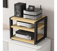 Mueble Equipo Hifi,Soporte Altavoz de 3/4 Niveles,Mueble Tocadiscos,Soporte Multimedia de Madera y Metal,Estante de Audio,Mueble de TV,Estantes y Soportes de alta Fidelidad,para Hogar Familia(Black+Li