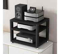 Mueble Equipo Hifi,Soporte Altavoz de 3/4 Niveles,Mueble Tocadiscos,Soporte Multimedia de Madera y Metal,Estante de Audio,Mueble de TV,Estantes y Soportes de alta Fidelidad,para Hogar Familia(Nero,45X