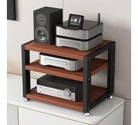 Mueble Equipo Hifi,Soporte Altavoz de 3/4 Niveles,Mueble Tocadiscos,Soporte Multimedia de Madera y Metal,Estante de Audio,Mueble de TV,Estantes y Soportes de alta Fidelidad,para Hogar Familia(Black+Te