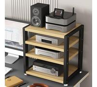 Mueble Equipo Hifi,Soporte Altavoz de 3/4 Niveles,Mueble Tocadiscos,Soporte Multimedia de Madera y Metal,Estante de Audio,Mueble de TV,Estantes y Soportes de alta Fidelidad,para Hogar Familia(Black+Li