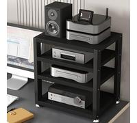 Mueble Equipo Hifi,Soporte Altavoz de 3/4 Niveles,Mueble Tocadiscos,Soporte Multimedia de Madera y Metal,Estante de Audio,Mueble de TV,Estantes y Soportes de alta Fidelidad,para Hogar Familia(Nero,45X
