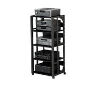 Mueble Equipo Hifi Soporte for reproductor de DVD y receptor AV, estante for componentes de unidad estéreo de altura ajustable y móvil, fácil de ensamblar, estante for consola de juegos/decodificador