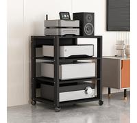 Mueble equipo hifi Torre De 3/4/5/6/7 Niveles Soporte Multimedia AV Con Altura Ajustable Y Rueda Giratoria De 360° AV Torre de Rack de Audio Para Casa/Oficina/Sala De Grabación - Negr(4 Layers)