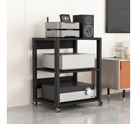 Mueble equipo hifi Torre De 3/4/5/6/7 Niveles Soporte Multimedia AV Con Altura Ajustable Y Rueda Giratoria De 360° AV Torre de Rack de Audio Para Casa/Oficina/Sala De Grabación - Negr(3 Layers)