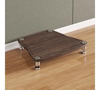 Mueble esquinero para consola multimedia de nogal con estantes abiertos, robusto soporte AV para tocadiscos y equipos de cine en casa, diseño que reduce el ruido para almacenamiento en la sala de es