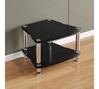 Mueble esquinero para consola multimedia de nogal con estantes abiertos, robusto soporte AV para tocadiscos y equipos de cine en casa, diseño que reduce el ruido para almacenamiento en la sala de es