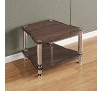 Mueble esquinero para consola multimedia de nogal con estantes abiertos, robusto soporte AV para tocadiscos y equipos de cine en casa, diseño que reduce el ruido para almacenamiento en la sala de es