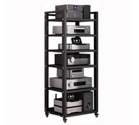 Mueble estéreo hi fi rack hifi armario receptor estéreo para tocadiscos CD, rack audio video AV con rueda, soporte sintonizador robusto de ángulo ajustable para cocina home theater, salón, aprox