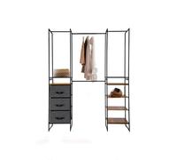 Mueble extensible modular de 6 módulos, con 3 cajones y 4 estantes, ahorra espacio y personalizable, para dormitorio y salón, 180 x 46,5 x 198 cm, negro