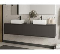 Mueble flotante de baño en color gris antracita con lavabo doble - L150 cm - ISAURE II