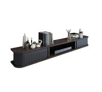 Mueble flotante de pared para TV con puertas correderas y agujero para cable, color negro (100 x 23,5 x 16 cm), ideal para almacenar router, set top box y reproductor de DVD