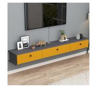Mueble flotante de pared para TV con toma de corriente, consola multimedia montada en la pared con orificios para cables, moderno estante de almacenamiento para centro de entretenimiento para sala de