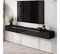 Mueble Flotante Para TV Completamente Ensamblado, Centro De Entretenimiento De Pared, Consola Multimedia Moderna Con Almacenamiento Oculto, Mueble Para TV De Gran Capacidad(Black,180x24x20cm)