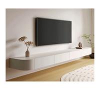 Mueble Flotante para TV con Estante De Almacenamiento, Centro De Entretenimiento De Madera, con Parte Trasera Hueca Y Orificio Superior, Mueble De TV De Pared(Blanco,280cm)
