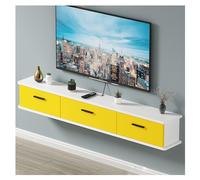 Mueble flotante para TV de pared, consola multimedia montada en la pared con orificios para cables de toma de corriente, estante de almacenamiento moderno para centro de entretenimiento para sala de e