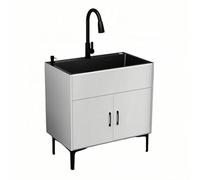 Mueble for Fregadero, Fregadero Lavandería, con Tarja de Acero Inoxidable y Grifo Deslizante, Ideal for Cocina, Lavandería y Garaje(White,31.5x17.7in/80x45cm)