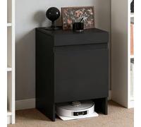 Mueble for Robot Aspirador con Puertas, Armario de Almacenamiento for Aspiradora Robot, Mesa Auxiliar de Madera for Salón, Estante Multifuncional for Hogar y Oficina(Black)