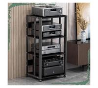 Mueble HiFi, Mueble Equipo Hifi, Gabinete for componentes estéreo, soporte multimedia móvil con estante de altura ajustable(Black,4 Tier-89cm/35in)