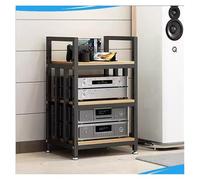 Mueble HiFi, Mueble Equipo Hifi, Soporte for medios, estantes de TV de esquina, gabinete de almacenamiento de medios ajustable(Black+walnut,50x40x70cm)