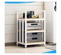 Mueble HiFi, Mueble Equipo Hifi, Soporte for medios, estantes de TV de esquina, gabinete de almacenamiento de medios ajustable(White+walnut,50x40x70cm)