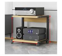 Mueble HiFi, Mueble Equipo Hifi, Soporte multimedia de 2 niveles con ruedas for espacios pequeños, estantes de madera, mueble estéreo(Walnut,50x40x45cm)