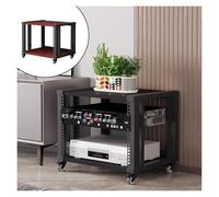 Mueble HiFi, Mueble Equipo Hifi, Soporte multimedia de 4 niveles con ruedas for proyector/DVD y equipo de música(Walnut,2 Tier-46cm/18")