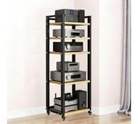 Mueble hifi para equipo de musica con ruedas - Moderno gabinete estéreo con estantes ajustables para equipos de audio y video - Estantería multimedia para salas de estar, ofi A 5-Tier(B): 50×40×140cm