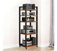 Mueble hifi para equipo de musica con ruedas - Moderno gabinete estéreo con estantes ajustables para equipos de audio y video - Estantería multimedia para salas de estar, ofi B 5-Tier(B): 60×40×140cm