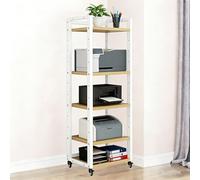 Mueble hifi para equipo de musica con ruedas - Moderno gabinete estéreo con estantes ajustables para equipos de audio y video - Estantería multimedia para salas de estar, ofi D 5-Tier(A): 50×40×140cm