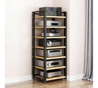Mueble hifi para equipo de musica con ruedas - Moderno gabinete estéreo con estantes ajustables para equipos de audio y video - Estantería multimedia para salas de estar, oficin A 7-Tier: 60×40×140cm