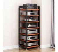 Mueble hifi para equipo de musica con ruedas - Moderno gabinete estéreo con estantes ajustables para equipos de audio y video - Estantería multimedia para salas de estar, oficin B 7-Tier: 50×40×140cm