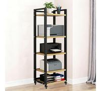 Mueble hifi para equipo de musica con ruedas - Moderno gabinete estéreo con estantes ajustables para equipos de audio y video - Estantería multimedia para salas de estar, ofi A 5-Tier(A): 50×40×140cm