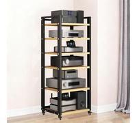 Mueble hifi para equipo de musica con ruedas - Moderno gabinete estéreo con estantes ajustables para equipos de audio y video - Estantería multimedia para salas de estar, oficin A 6-Tier: 60×40×140cm