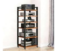 Mueble hifi para equipo de musica con ruedas - Moderno gabinete estéreo con estantes ajustables para equipos de audio y video - Estantería multimedia para salas de estar, oficin B 6-Tier: 60×40×140cm