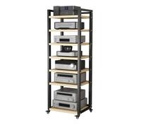 Mueble hifi para equipo y racks estéreo para el hogar con estantes ajustables y ruedas - mueble para tocadiscos de audio - Estantería versátil para audio y video para alma Natural 7-Tier: 60×40×161cm