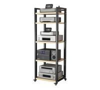 Mueble hifi para equipo y racks estéreo para el hogar con estantes ajustables y ruedas - mueble para tocadiscos de audio - Estantería versátil para audio y video para alma Natural 5-Tier: 60×40×161cm