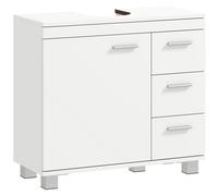 Mueble HOMCOM para debajo del lavabo, mueble de baño con 3 cajones y puerta con cierre amortiguado, armario de baño debajo del lavabo