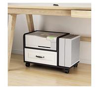 Mueble Impresora Soporte de impresora móvil madera negra con cajón almacenamiento, debajo del escritorio y carro CPU rueda, estante rodante for oficina en casa Cajonera Escritorio(L65.8xW40xH46.5cm)